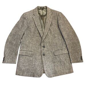 Vtg Harris Tweed Sport Coat Sz 48L Gray Brown Handwoven 100% Pure Scottish Wool